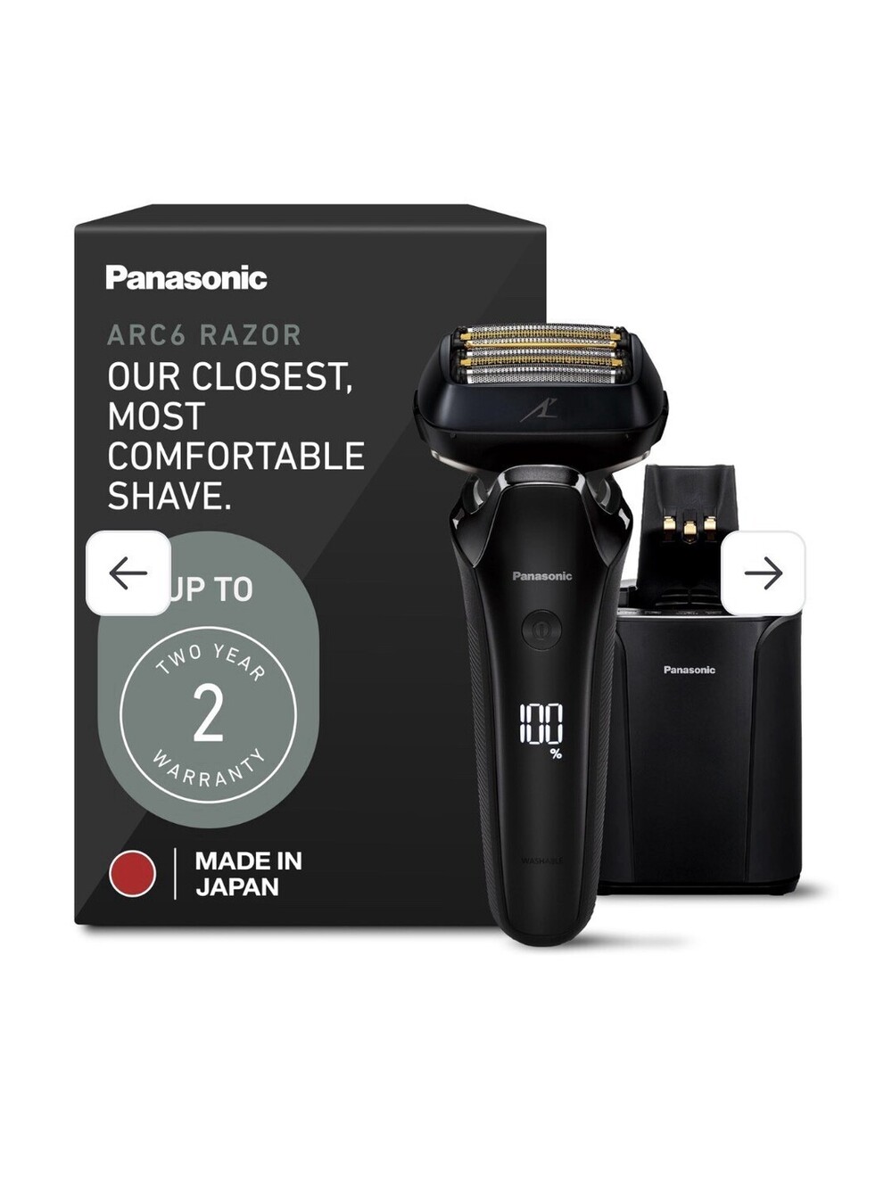 Panasonic ARC6 6-Blade Electric Wet/Dry Razor with Cleaning Station - ES-LS9A-K